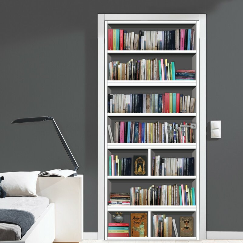 East Urban Home Library Bookshelf Door Sticker & Reviews Wayfair.co.uk